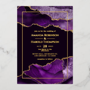 En Aluminium Invitation de Mariage à l'huile d'agate violet et