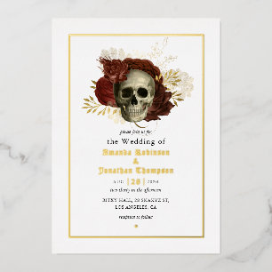 En Aluminium Invitation de mariage à motif de crâne floral goth