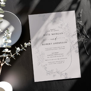 En Aluminium Invitation de mariage à motif floral moderne esqui