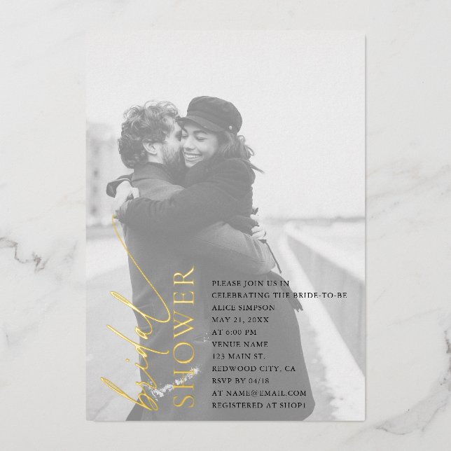 En Aluminium Invitation de mariage avec photo et écriture stylé (Recto)