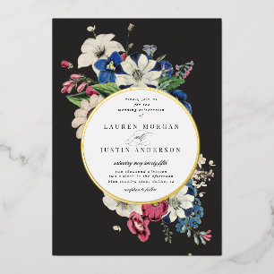 En Aluminium Invitation de mariage carré floral dramatique vint