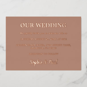 En Aluminium Invitation de mariage classique mocha feuille d'or