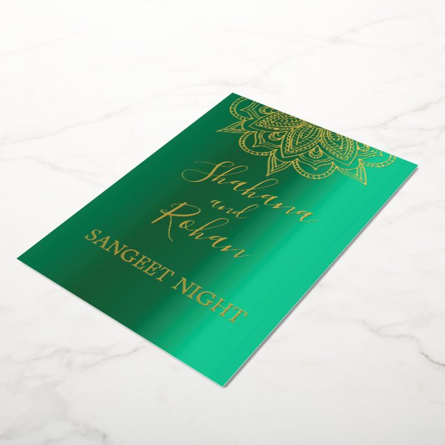 En Aluminium Invitation de mariage de couleur vert doré de styl (Rotation)