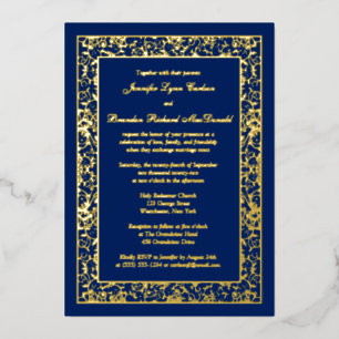 En Aluminium Invitation de mariage de Filigree florale Gold Foi