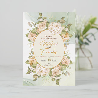 En Aluminium Invitation de mariage de jardin floral vert sauge
