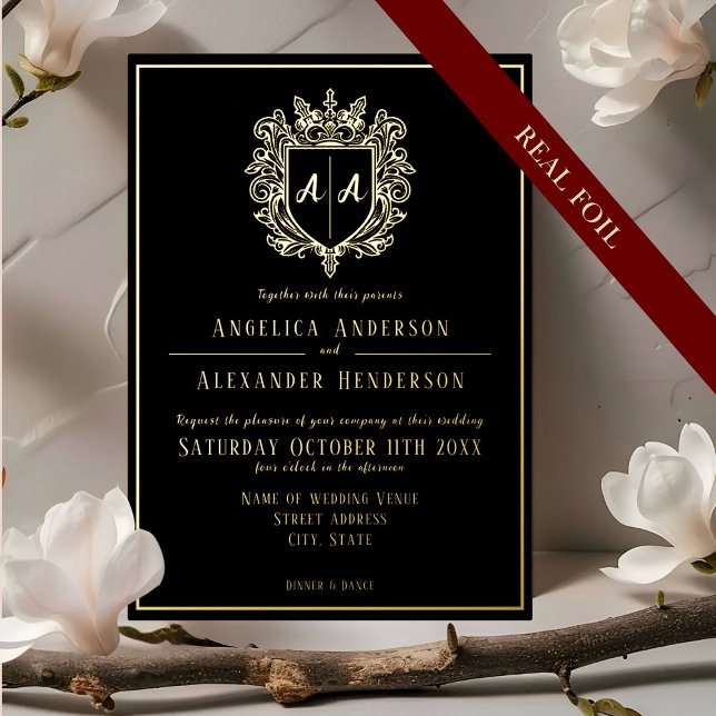 En Aluminium Invitation de Mariage de monogramme Crest (Créateur téléchargé)