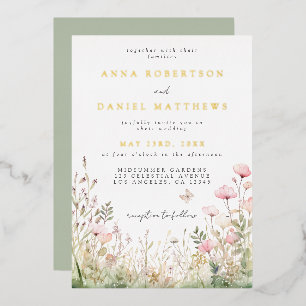En Aluminium Invitation de Mariage de papillon floral