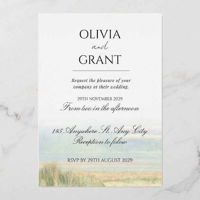En Aluminium Invitation de mariage de plage côtière (Recto)