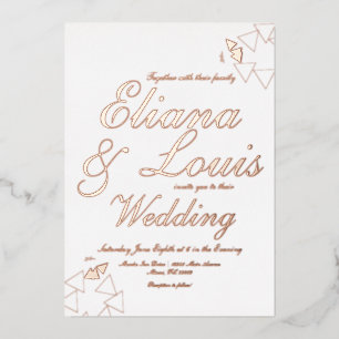 En Aluminium Invitation de Mariage de script géométrique Pressé
