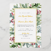 Invitation de mariage d'hiver Ava Gold Foil avec R