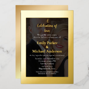 En Aluminium Invitation de mariage élégante avec feuille d'or