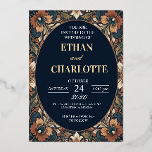 Invitation de mariage élégante avec feuille d'or