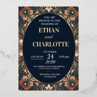 En Aluminium Invitation de mariage élégante avec feuille d'or