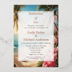 En Aluminium Invitation de mariage élégante avec feuille d'or