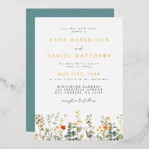En Aluminium Invitation de mariage élégante avec motif de fleur