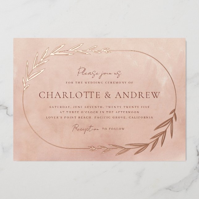 En Aluminium Invitation de mariage élégante avec rameau floral  (Recto)