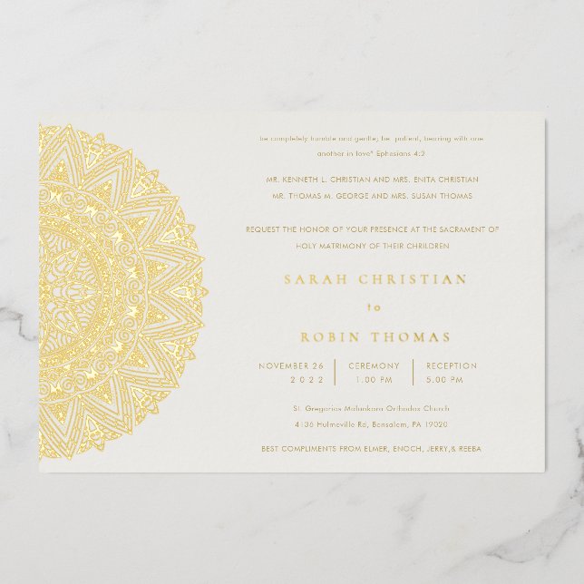 En Aluminium Invitation de mariage élégante mandala ornée class (Recto)