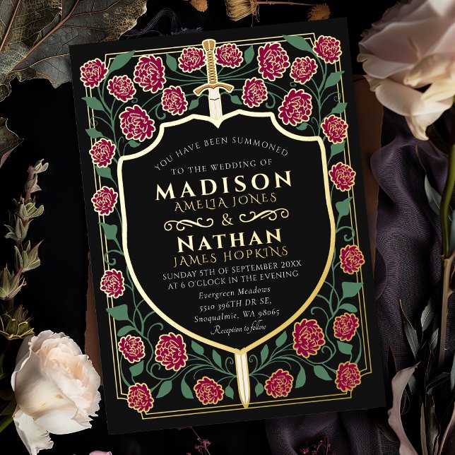 En Aluminium Invitation de mariage fantasy avec monogramme épée (Créateur téléchargé)