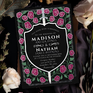 En Aluminium Invitation de mariage fantasy avec monogramme et é