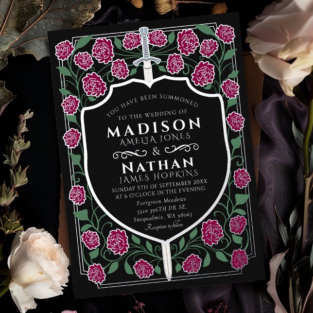 En Aluminium Invitation de mariage fantasy avec monogramme et é (Créateur téléchargé)