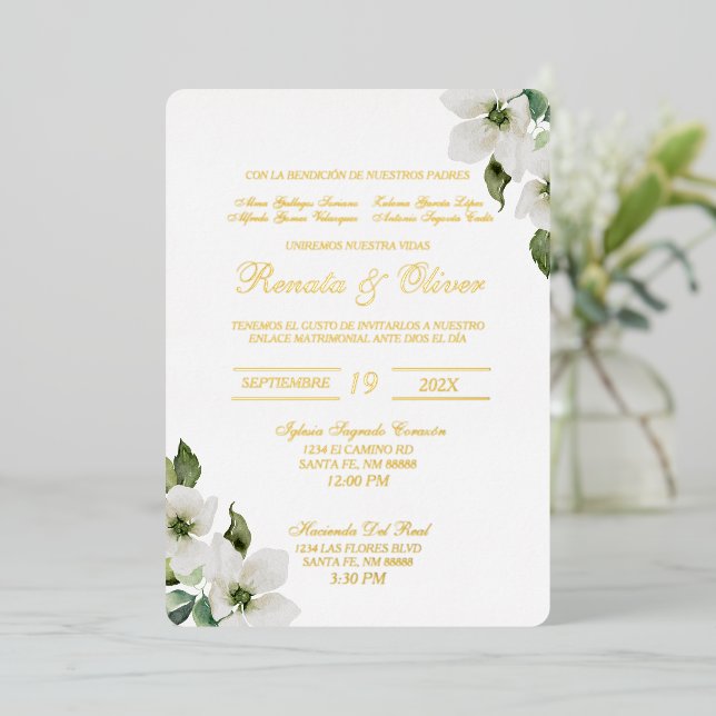En Aluminium Invitation de mariage feuille d'or  (Debout devant)