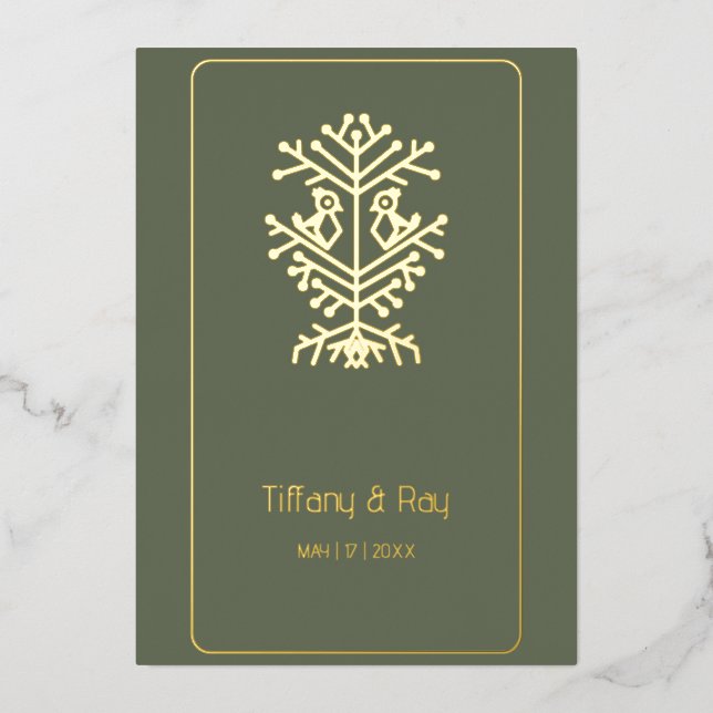 En Aluminium Invitation de mariage feuille d'or Arbre de Vie (Recto)