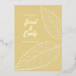 En Aluminium Invitation de Mariage Feuille d'or doux