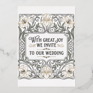 En Aluminium Invitation de mariage florale Art Nouveau