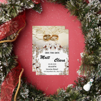 En Aluminium Invitation de mariage florale élégante avec bague