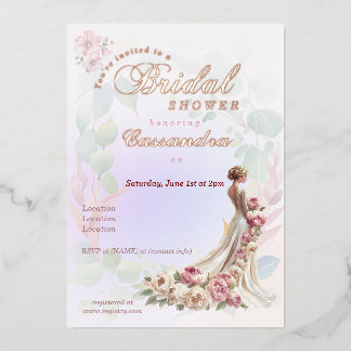 En Aluminium Invitation de mariage florale féminine magnifique