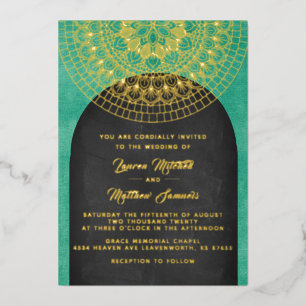 En Aluminium Invitation de mariage mandala or feuille d'alumini
