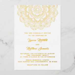En Aluminium Invitation de mariage mandala or feuille d'alumini
