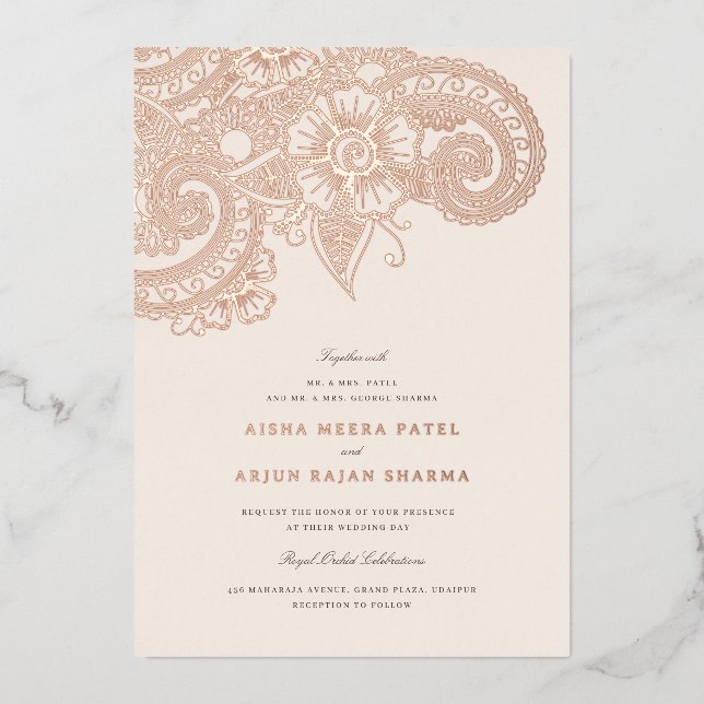 En Aluminium Invitation de mariage Mod Mehandi (Recto)