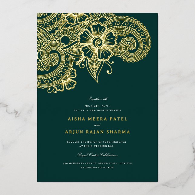 En Aluminium Invitation de mariage Mod Mehandi (Recto)