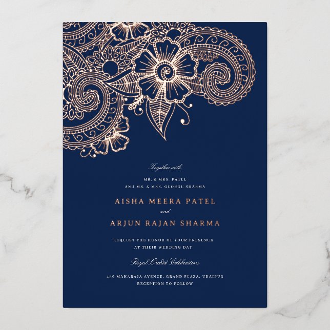 En Aluminium Invitation de mariage Mod Mehandi (Recto)