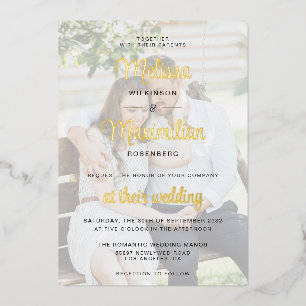En Aluminium Invitation de mariage moderne à 2 photos avec écri