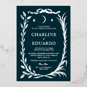 En Aluminium Invitation de mariage ornement de lierre argent in