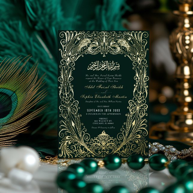 En Aluminium Invitation de mariage ottomane turque émeraude isl (Créateur téléchargé)