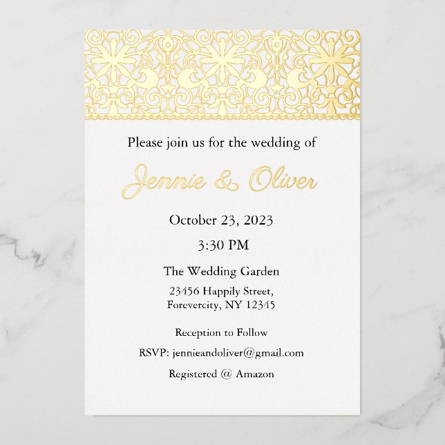 En Aluminium Invitation de mariage, Papeterie de mariage, Feuil (Recto)
