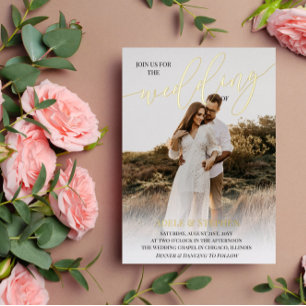 En Aluminium Invitation de mariage photo double face or Join Us
