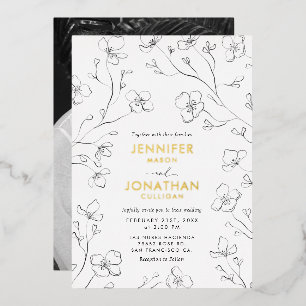 En Aluminium Invitation de mariage simple photo noir et blanc a
