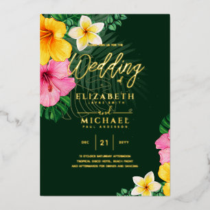 En Aluminium Invitation de mariage Tropical Disco Or Vert