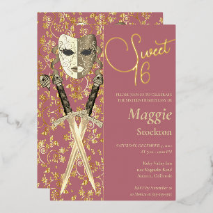 En Aluminium Invitation de Mascarade Médiévale pour un Sweet 16
