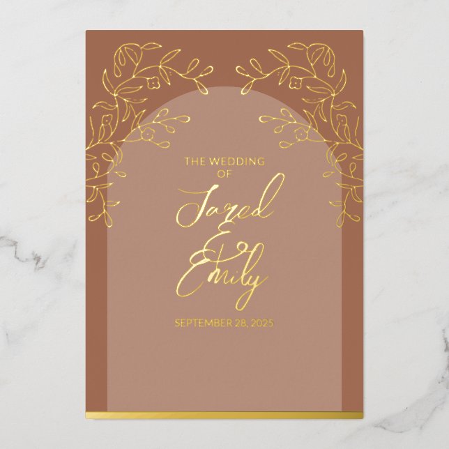 En Aluminium Invitation de Mocha Mariage Foil (Recto)