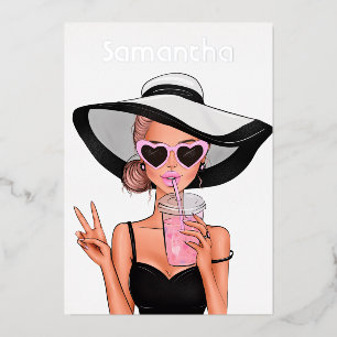 En Aluminium Invitation de mode d'été de plage Glam Lady Foil