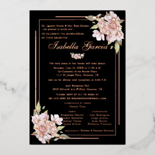 En Aluminium Invitation de naissance Rose Gold Floral Quinceañe
