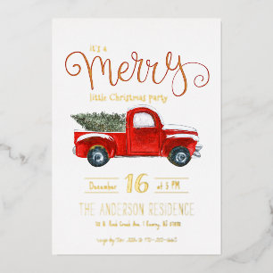En Aluminium Invitation de Noël camion rouge vintage