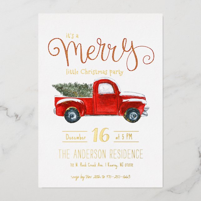 En Aluminium Invitation de Noël vintage Camion Rouge (Recto)