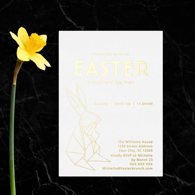En Aluminium Invitation de Pâques Brunch Gold Foil (Créateur téléchargé)