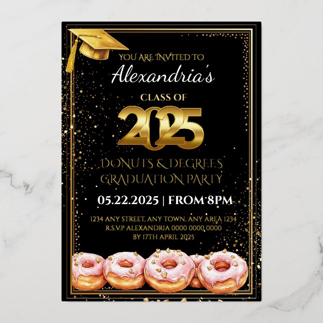 En Aluminium Invitation de remise des diplômes 2025 Donuts et D (Recto)